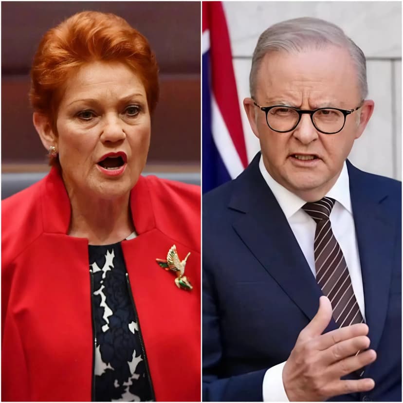 BREAKING NEWS THIS MORNING 🚨 “One more stupid word, you dumb old hag, and I’ll humiliate you on national television,” Anthony Albanese bellowed across the meeting room, his voice sharp as a razor. Conversations died mid-sentence as he leaned forward, a thin razor-like smile showing he was ready to torch Senator Pauline Hanson’s credibility right then and there. But Hanson didn’t flinch. She stood tall, staring straight into his eyes with a steady gaze that seemed pre-loaded with power. The tension rose to the point of explosion. “You want to be embarrassed?” she replied calmly, stepping toward the microphone with unhurried confidence. “Let’s see you survive this.” A murmur rippled through the Senate—shock mixed with anticipation. Albo’s smile flickered for a split second. Then Hanson dropped a verbal bomb that exploded into gasps, scattered laughter, and dead silence. Reporters hammered their keyboards as if racing against a deadline buzzer. In less than half a minute, the energy had flipped: Albo furious, Hanson composed, and the entire room erupted in utter disbelief.