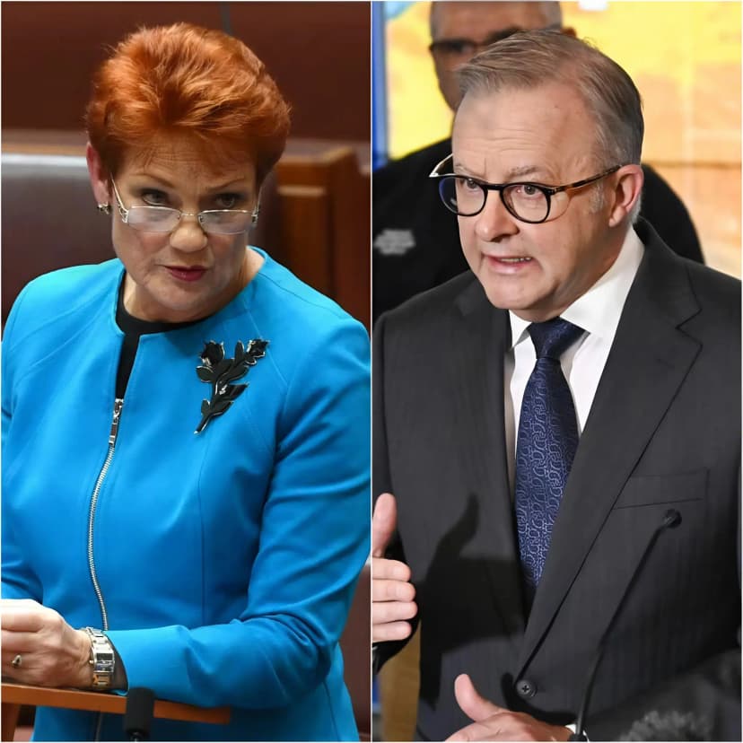 “One more stupid word, you dumb old hag, and I’ll humiliate you on national television,” Anthony Albanese bellowed across the meeting room, his voice sharp as a razor. Conversations died mid-sentence as he leaned forward, a thin razor-like smile showing he was ready to torch Senator Pauline Hanson’s credibility right then and there. But Hanson didn’t flinch. She stood tall, staring straight into his eyes with a steady gaze that seemed pre-loaded with power. The tension rose to the point of explosion. “You want to be embarrassed?” she replied calmly, stepping toward the microphone with unhurried confidence. “Let’s see you survive this.” A murmur rippled through the Senate—shock mixed with anticipation. Albo’s smile flickered for a split second. Then Hanson dropped a verbal bomb that exploded into gasps, scattered laughter, and dead silence. Reporters hammered their keyboards as if racing against a deadline buzzer. In less than half a minute, the energy had flipped: Albo furious, Hanson composed, and the entire room erupted in utter disbelief.