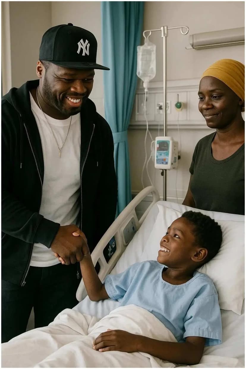 It was an emotional day for 50 Cent after he received a heartfelt request from a mother whose 10-year-old son was in the hospital. She told him, “My son looks up to you, you’re his biggest hero. Please come visit him.” Without hesitation, 50 Cent cleared his schedule and went straight to the hospital to meet the young boy.