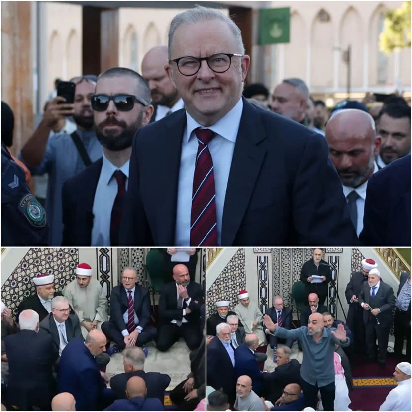 “PUTRID DOG! YOU ARE NOT FIT TO BE PRIME MINISTER” — tensions erupted as Anthony Albanese and Home Affairs Minister Tony Burke attended Eid prayers at Lakemba Mosque and unexpectedly faced a wave of intense backlash from a section of attendees.