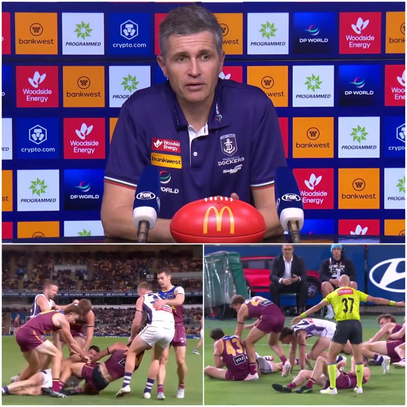 🚨 BREAKING NEWS: Following their 103-78 victory in Game 12, Fremantle Dockers head coach Justin Longmuir held an emergency press conference and, unable to contain his anger, accused Darcy Gardiner of deliberately using foul play on Patrick Voss without attempting to avoid it.